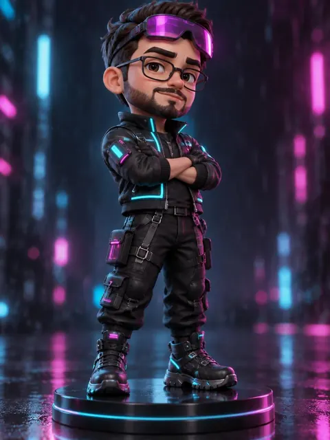 3D figurine in cyberpunk style